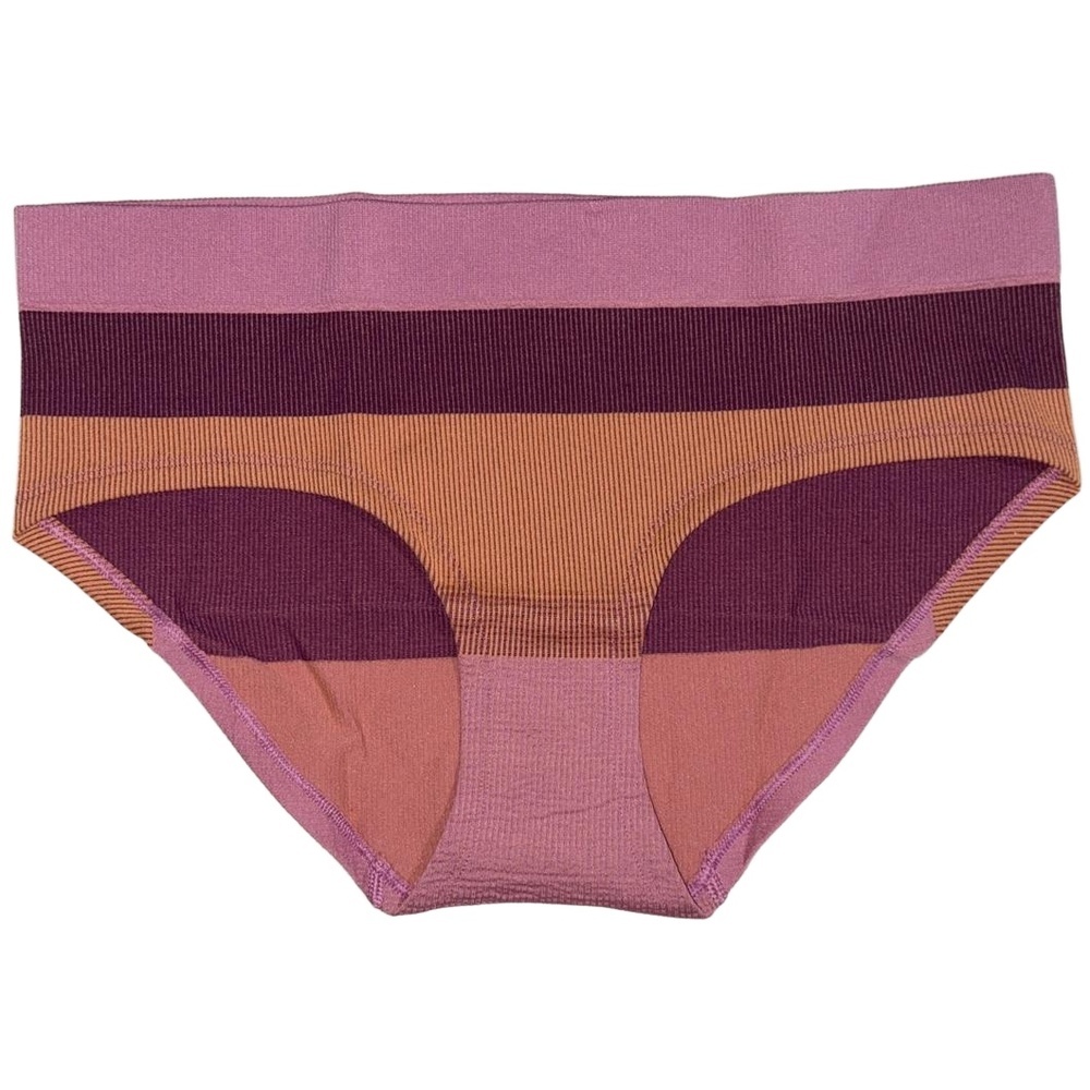 NWT Aerie Pink Purple Orange Striped Nylon Brief Underwear Panties Size XXL, 2XL